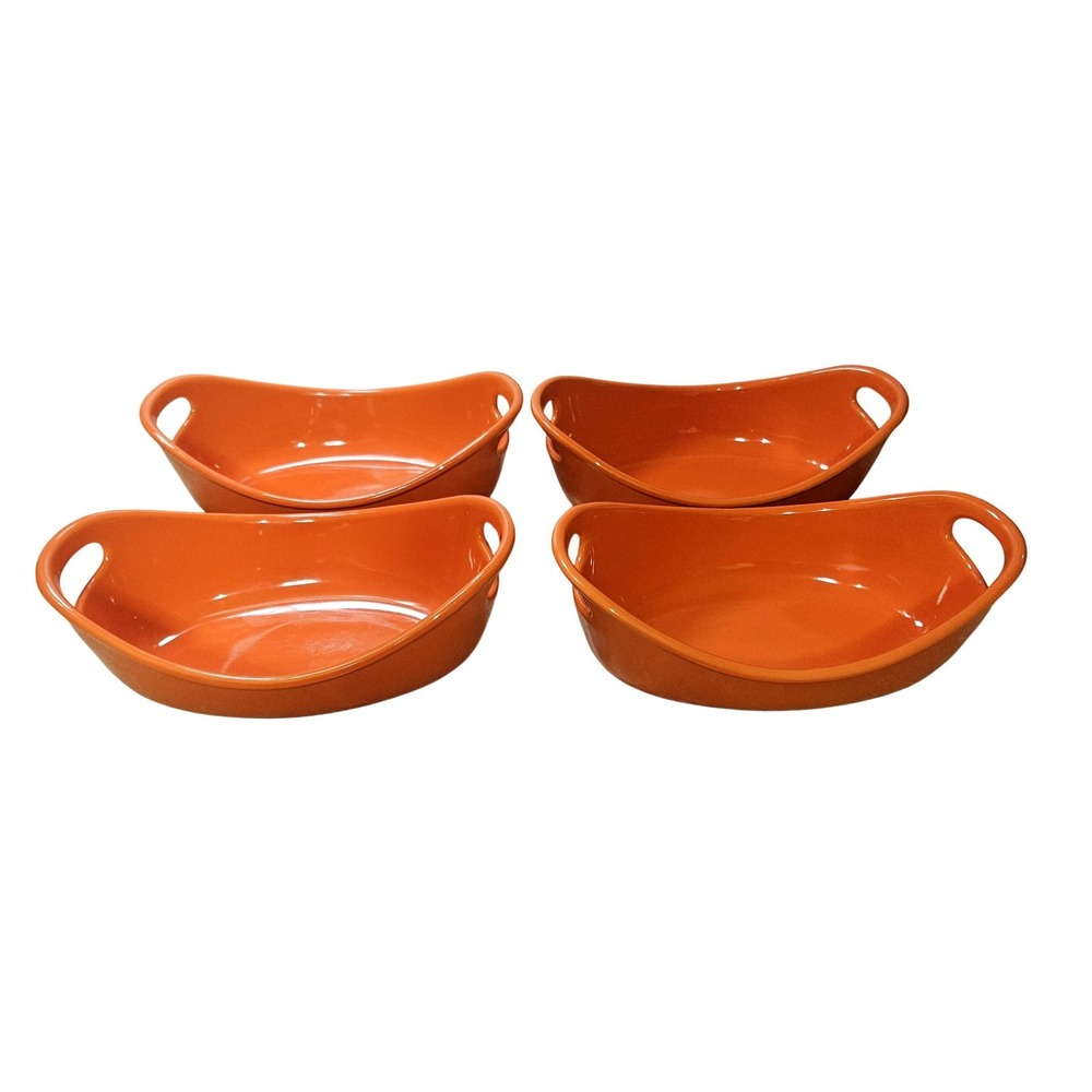 Rachael Ray Orange 12 Oz Oval Au Gratin Baking Dishes Set Of 4 Stoneware